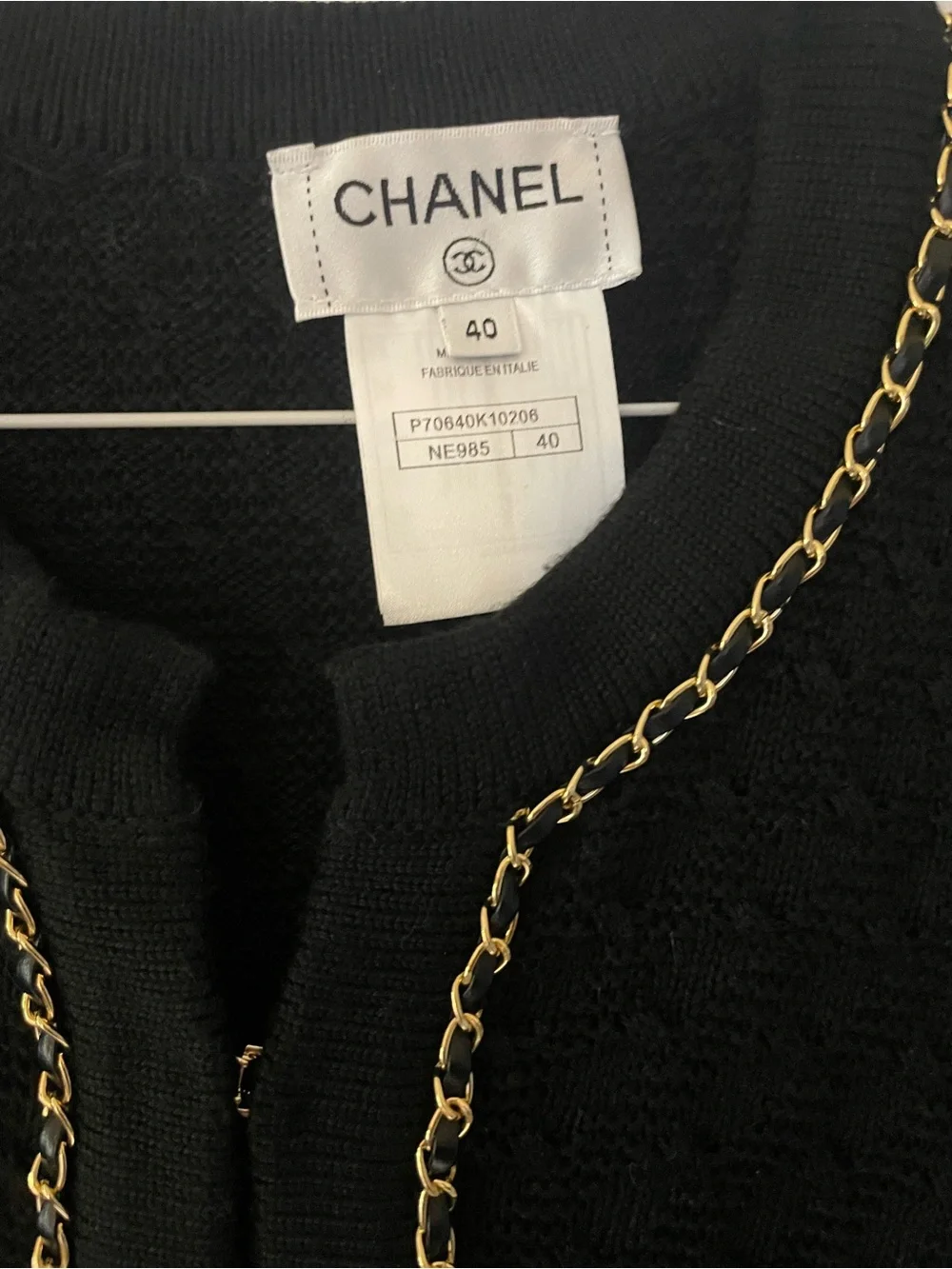 CHANEL Black Bouclé Jacket with Gold Chain Trim. Cashmere - Picture 2 of 4